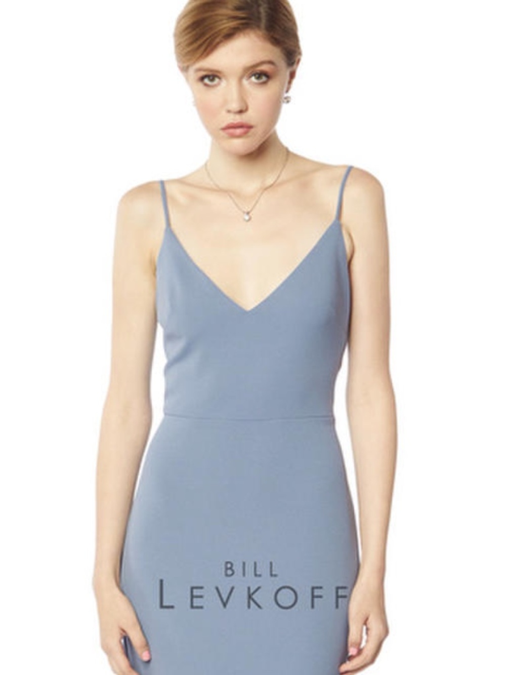 NWT BILL LEVKOFF SLATE BLUE STRETCH CREPE GOWN SIZE 12